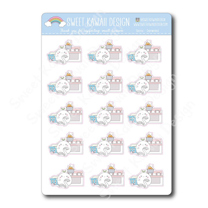 Kawaii Konnie Stickers - Overworked