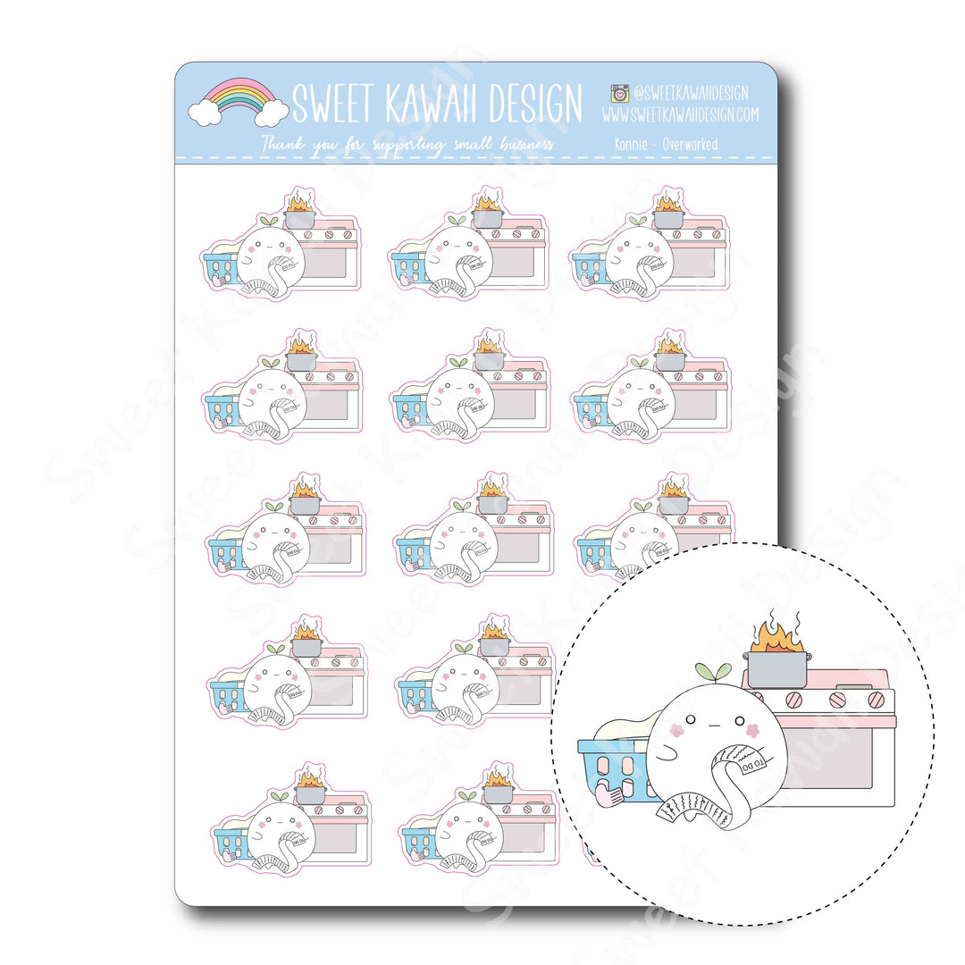 Kawaii Konnie Stickers - Overworked