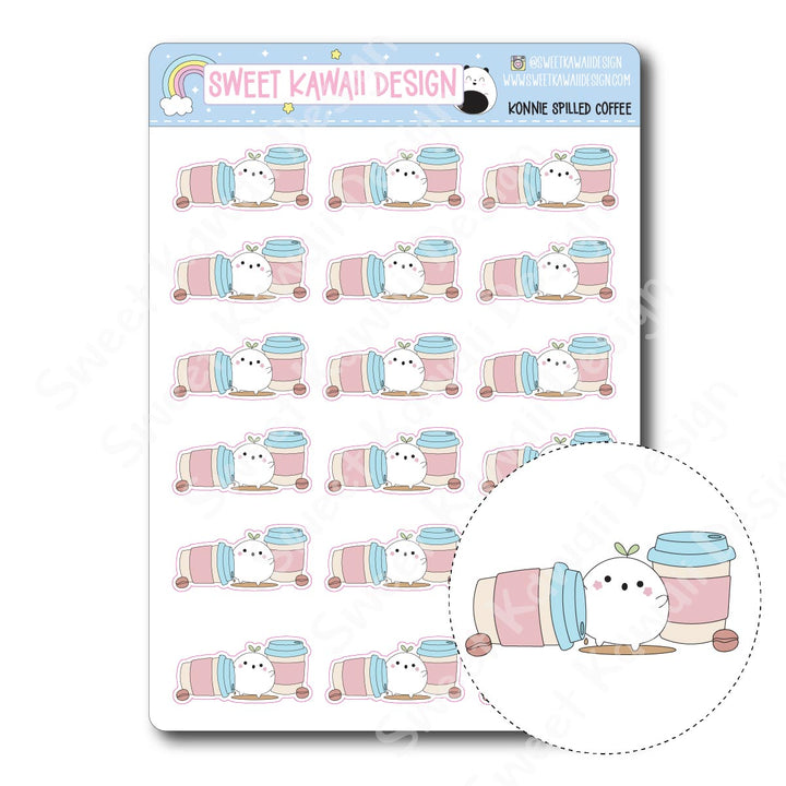 Kawaii Konnie Stickers - Spilled Coffee