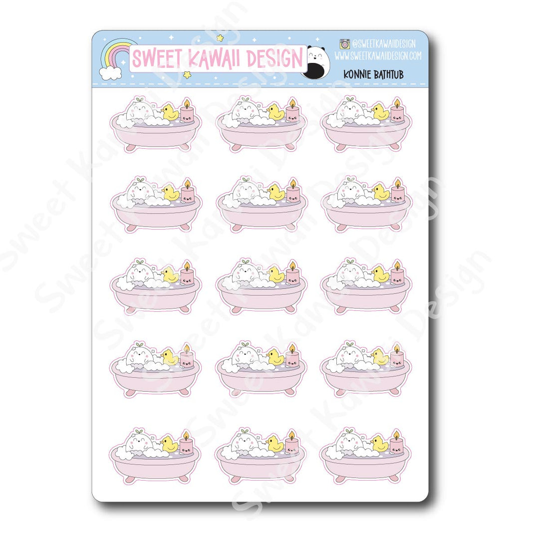 Kawaii Konnie Stickers - Bathtub