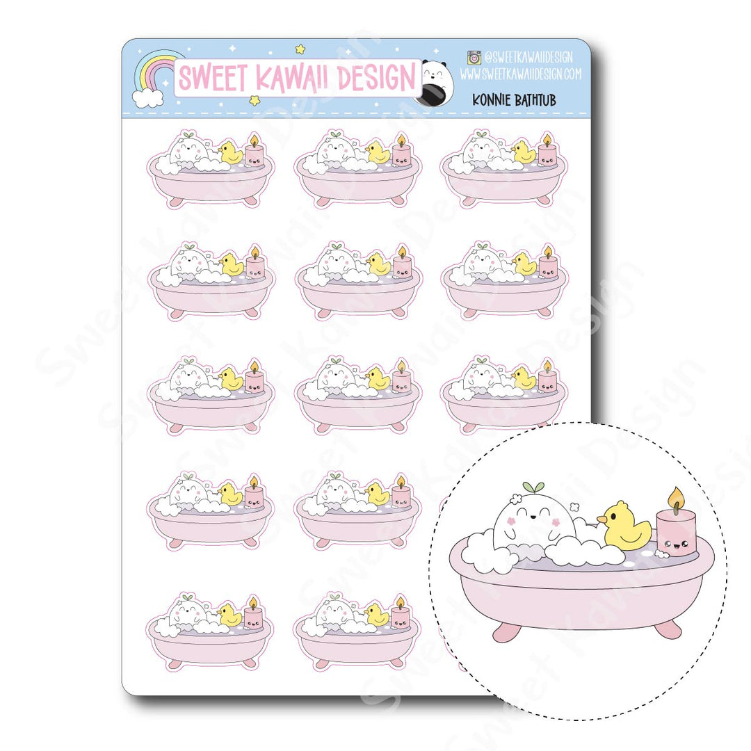 Kawaii Konnie Stickers - Bathtub