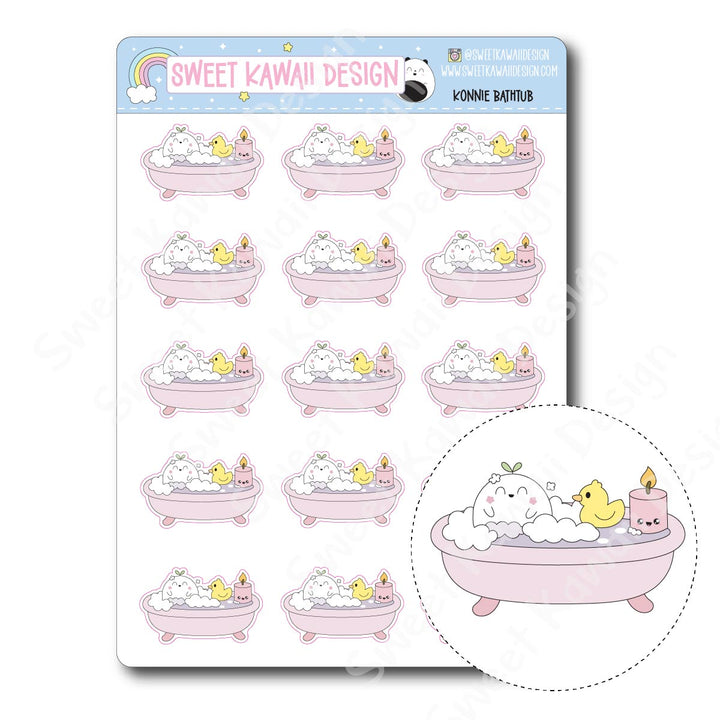 Kawaii Konnie Stickers - Bathtub