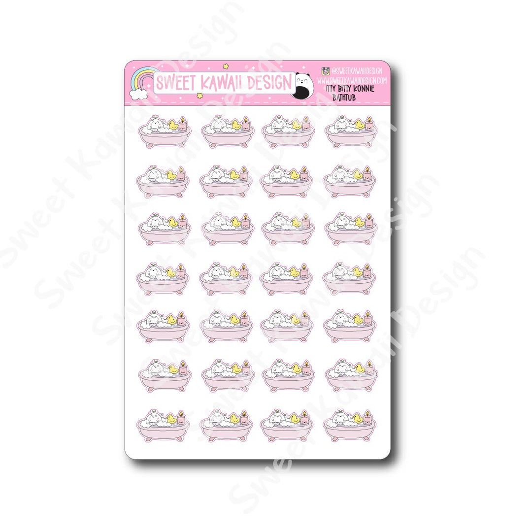 Kawaii Konnie Stickers - Bathtub