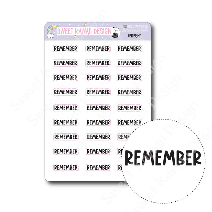 Lettering - Remember