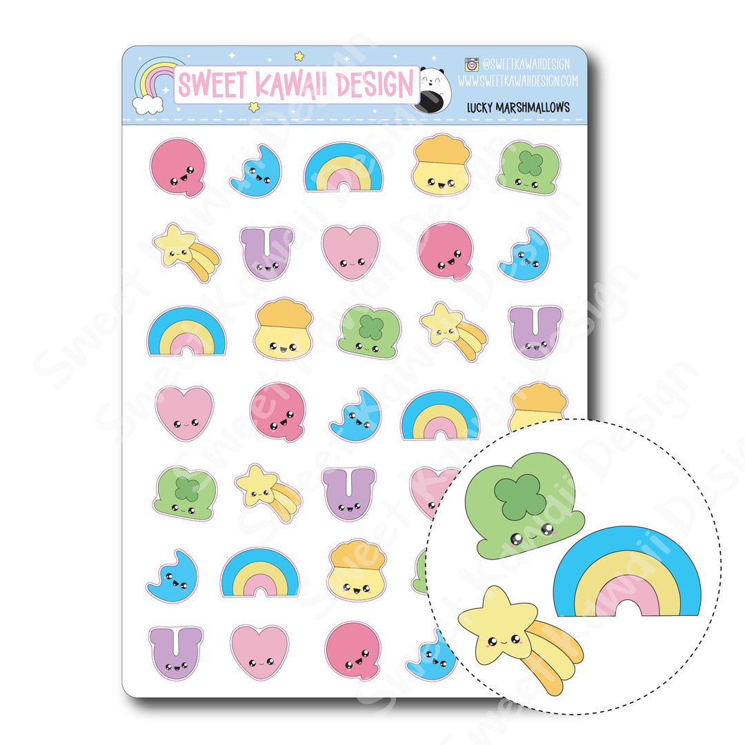 Kawaii Lucky Marshmallows Stickers