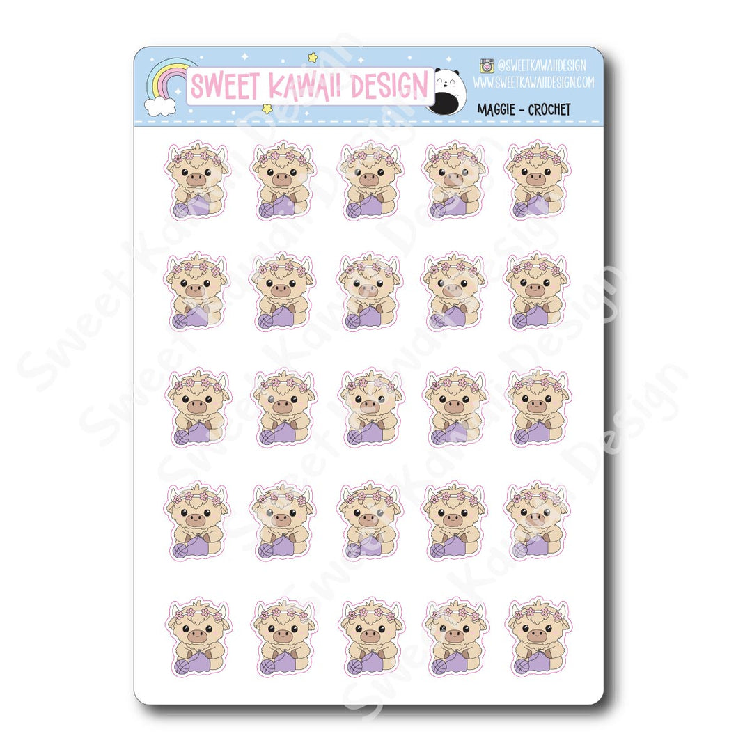 Kawaii Maggie Stickers - Crochet