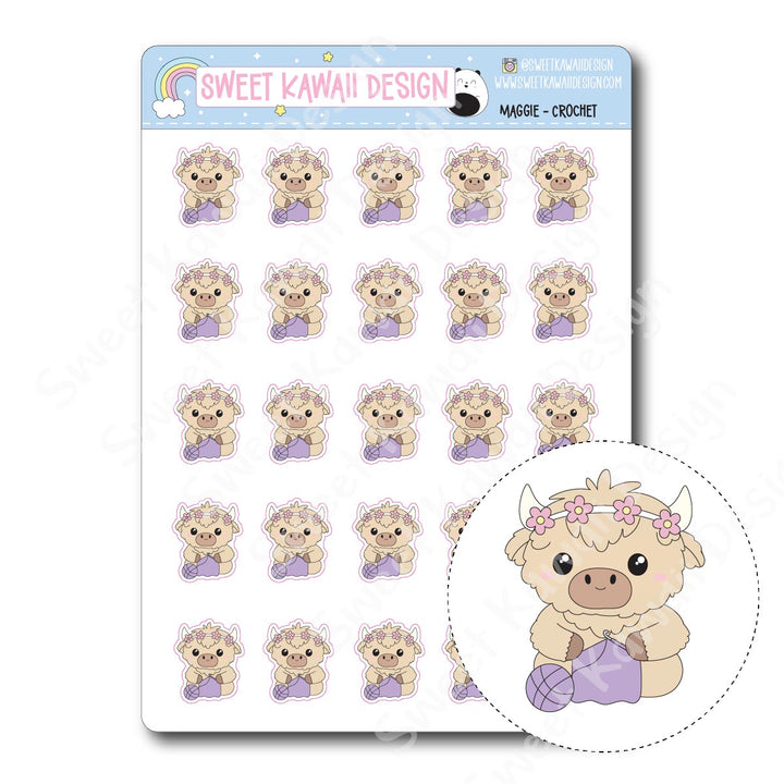 Kawaii Maggie Stickers - Crochet