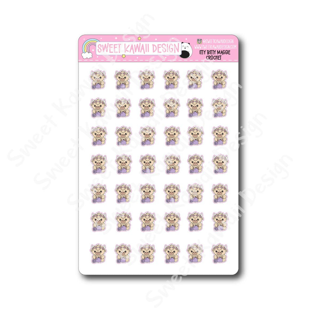 Kawaii Maggie Stickers - Crochet