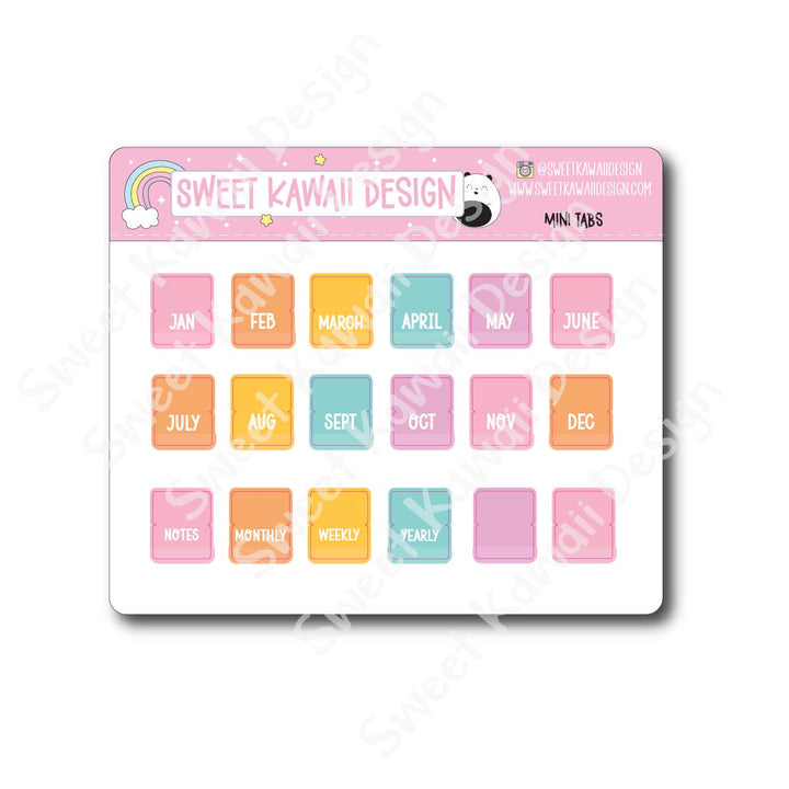 Mini Tab Stickers - Options Available