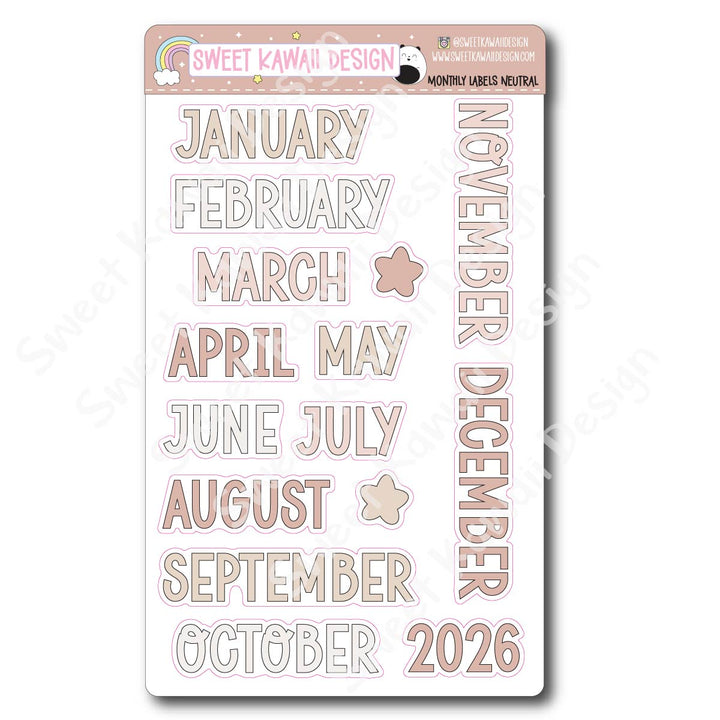 Monthly Label Stickers - Options Available