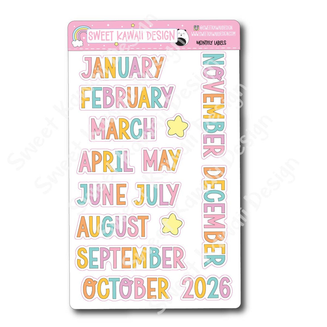 Monthly Label Stickers - Options Available