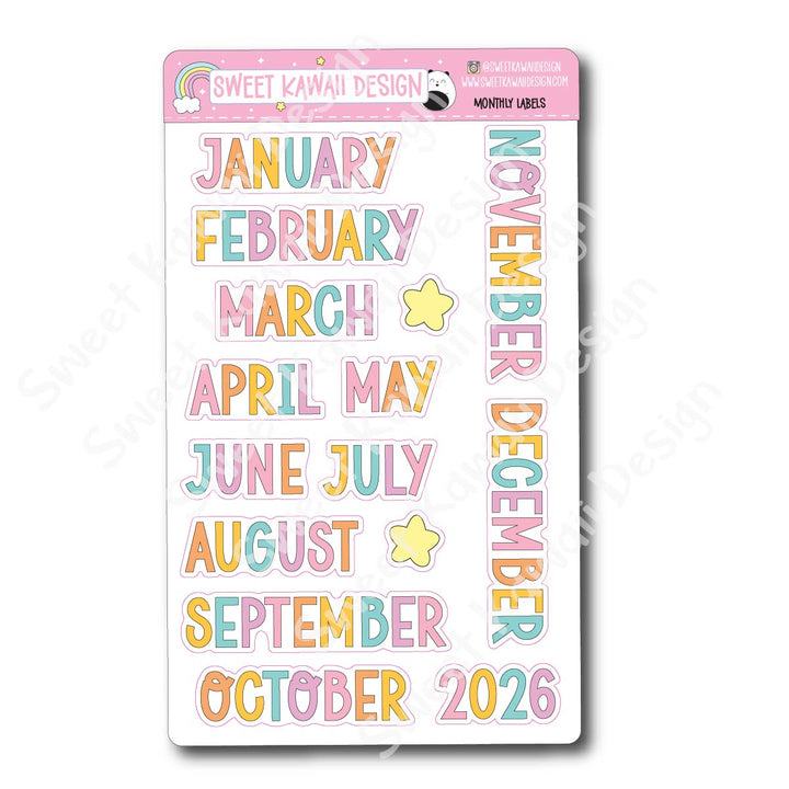 Monthly Label Stickers - Options Available