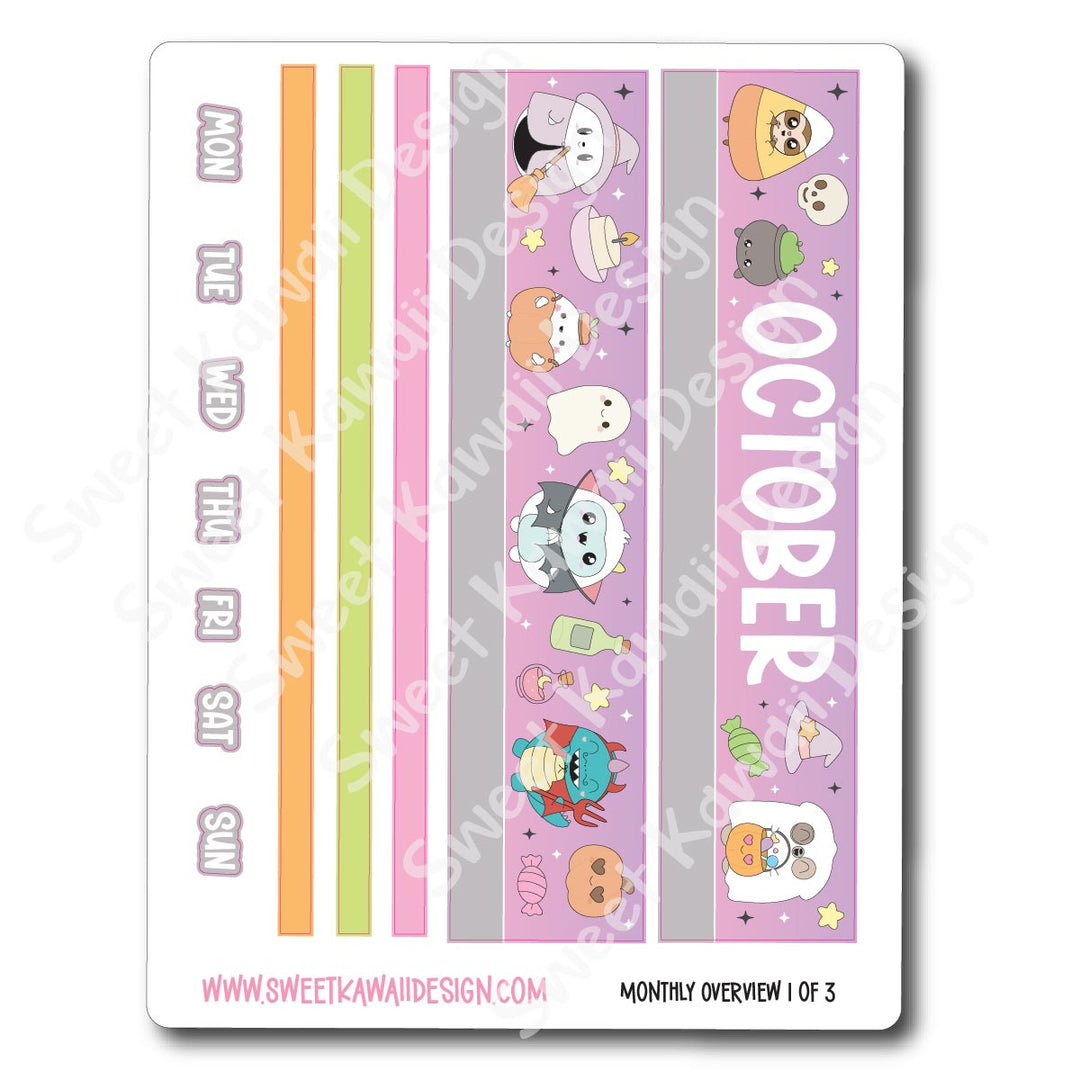 October 2025 Monthly Overview Stickers (Vert/Horiz)