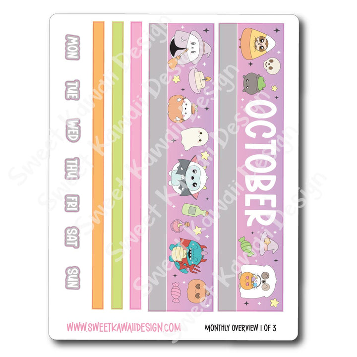 October 2025 Monthly Overview Stickers (Vert/Horiz)