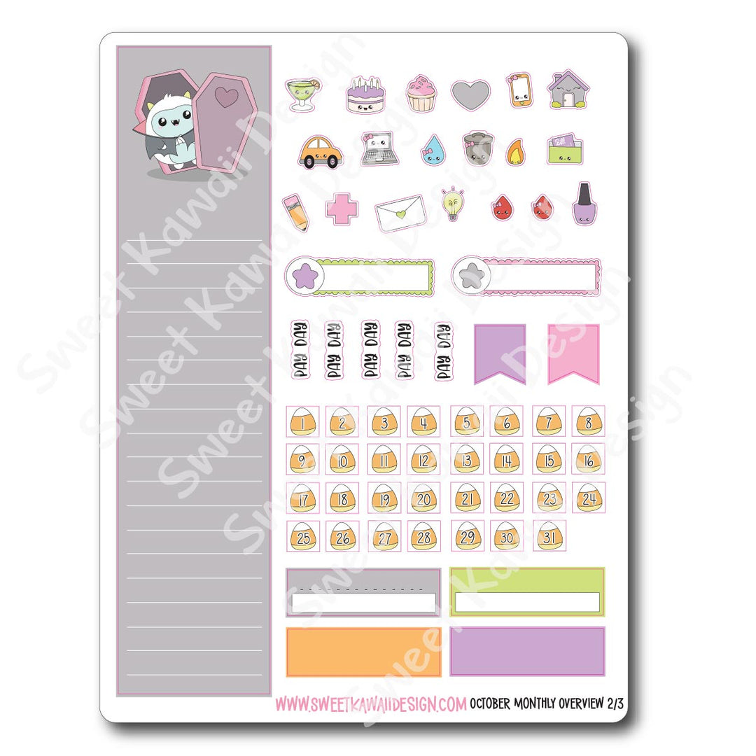 October 2025 Monthly Overview Stickers (Vert/Horiz)