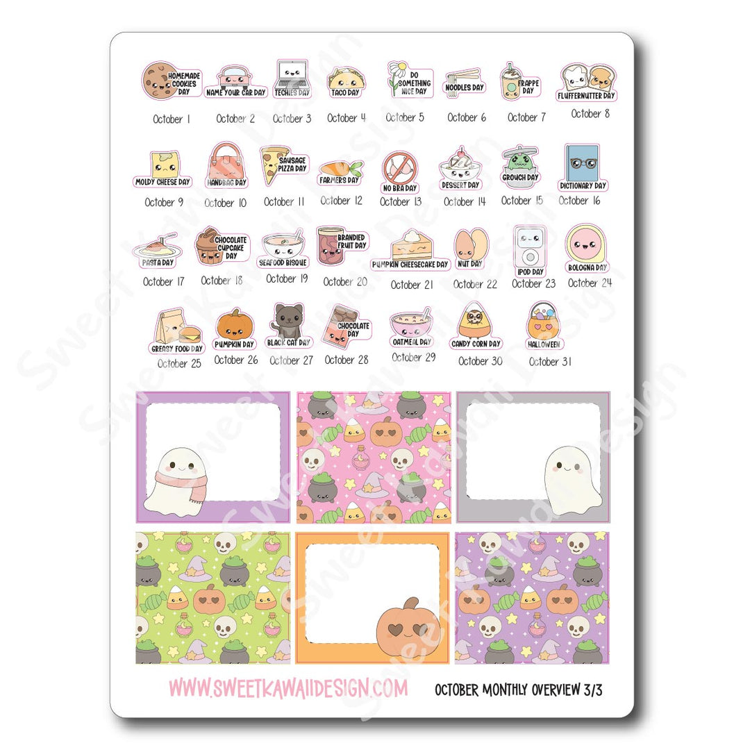 October 2025 Monthly Overview Stickers (Vert/Horiz)
