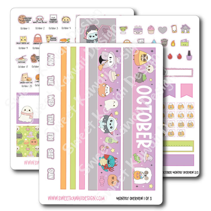 October 2025 Monthly Overview Stickers (Vert/Horiz)