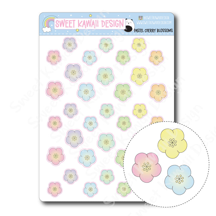 Kawaii Pastel Cherry Blossom Stickers