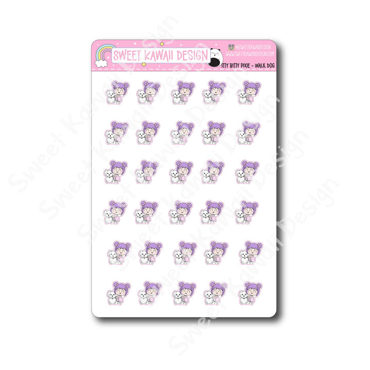 Kawaii Pixie Stickers - Walk Dog