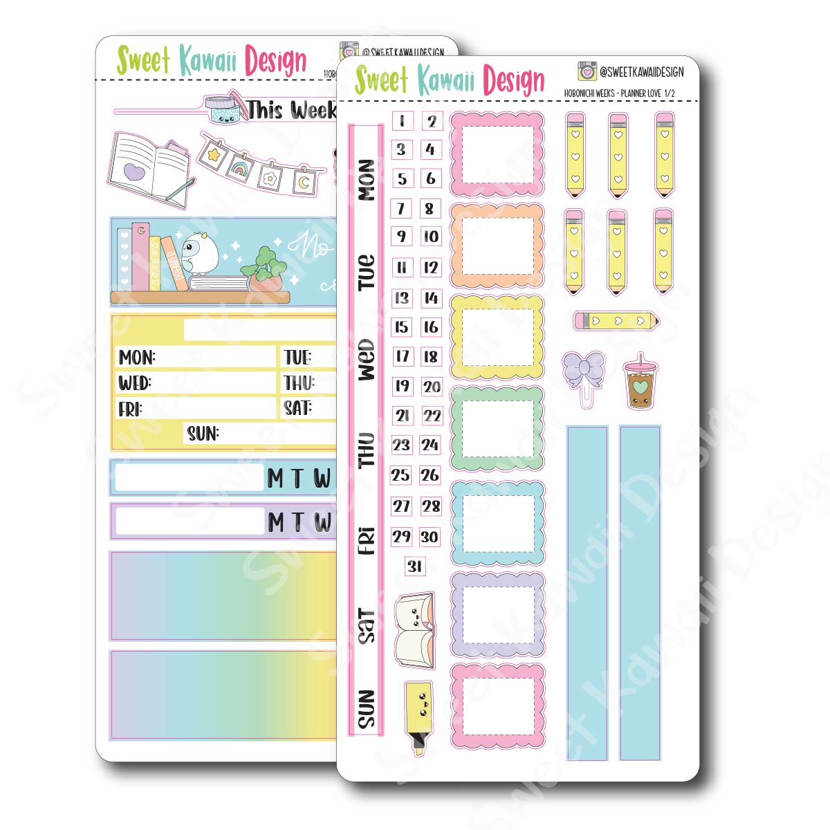 Kawaii Hobonichi Weeks Stickers - Planner Love 23 – Sweet Kawaii Design kawaii-hobonichi-weeks-stickers-planner-love-23-sweet-kawaii-design