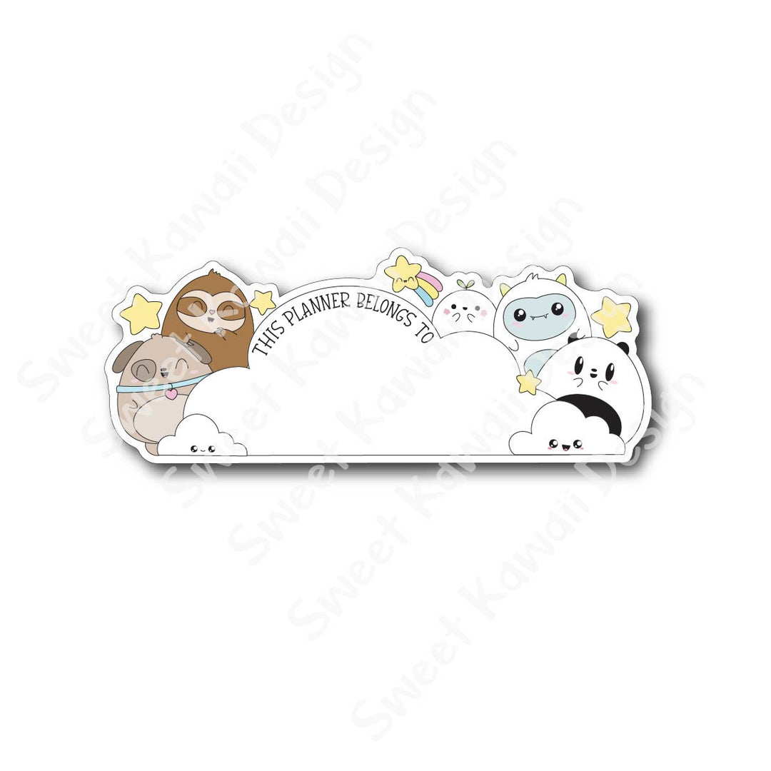 Kawaii Planner Name Tag Sticker - Cloud Critters