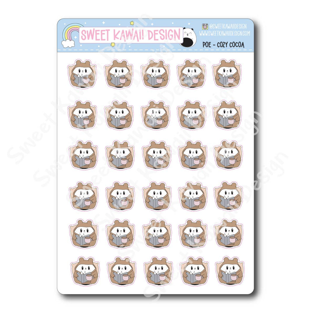 Kawaii Poe Stickers - Cozy Cocoa
