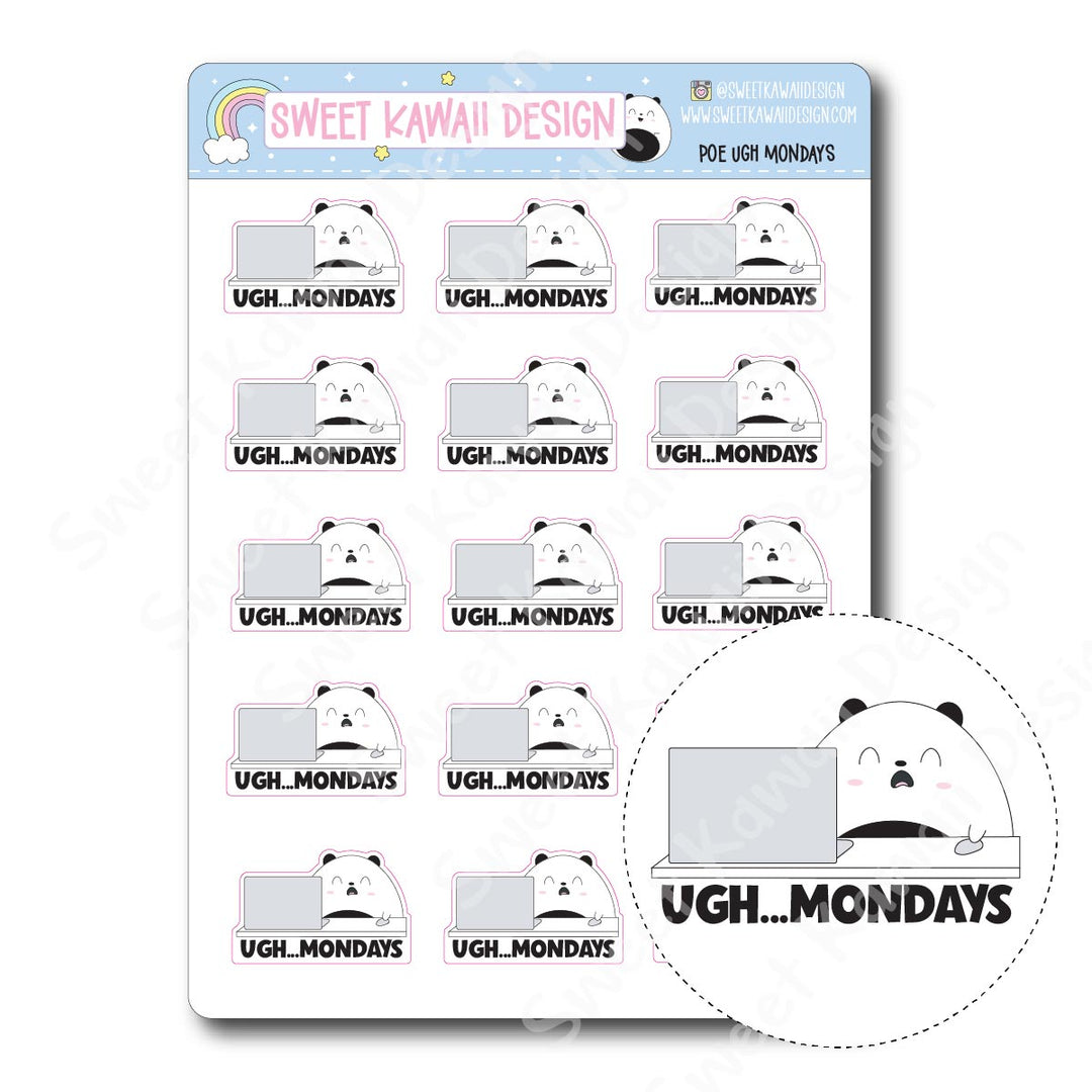 Kawaii Poe Stickers - Ugh Mondays