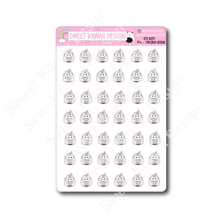Kawaii Poe Stickers - Unicorn Hoodie