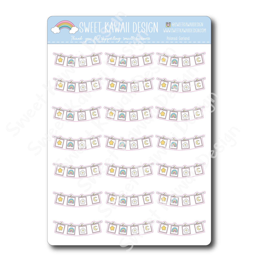 Kawaii Polaroid Garland Stickers
