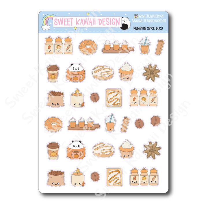 Kawaii Pumpkin Spice Deco 25 Stickers