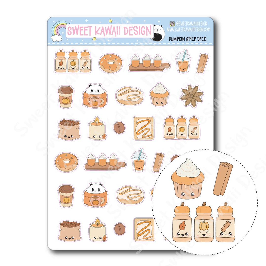 Kawaii Pumpkin Spice Deco 25 Stickers
