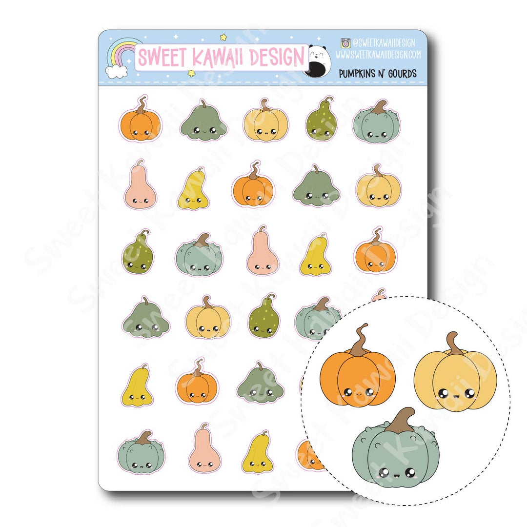 Kawaii Pumpkin n Gourds Stickers