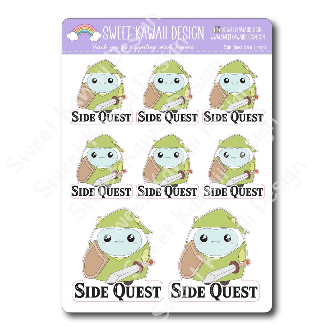 Kawaii Side Quest (LARGE) Stickers