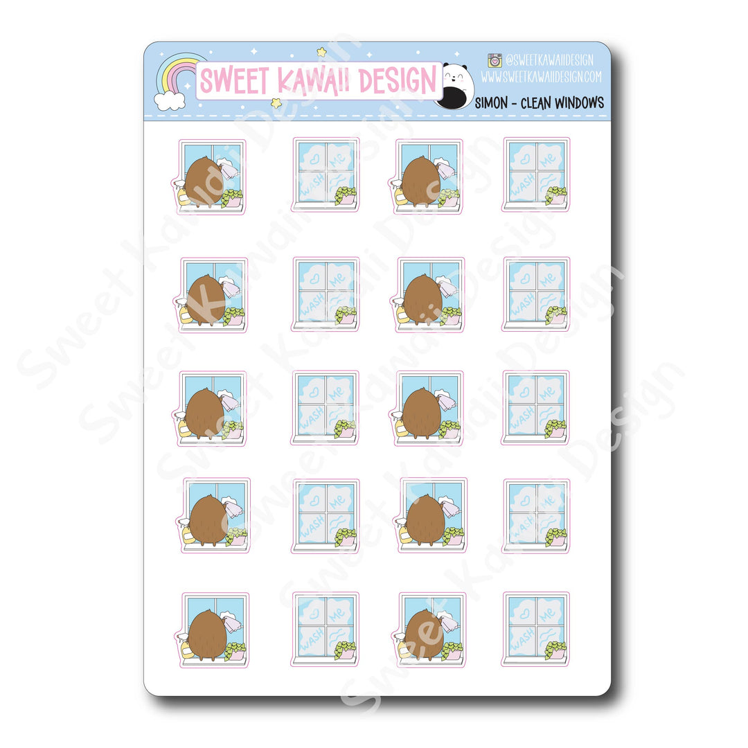 Kawaii Simon Stickers - Clean Windows