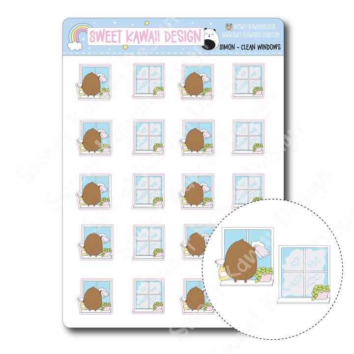 Kawaii Simon Stickers - Clean Windows
