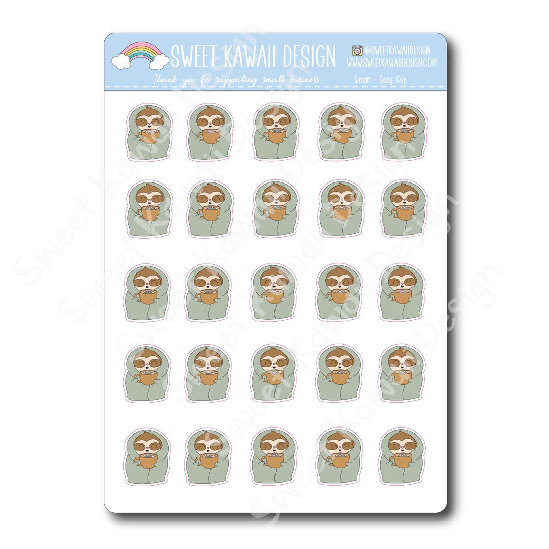 Kawaii Simon Stickers - Cozy Cup