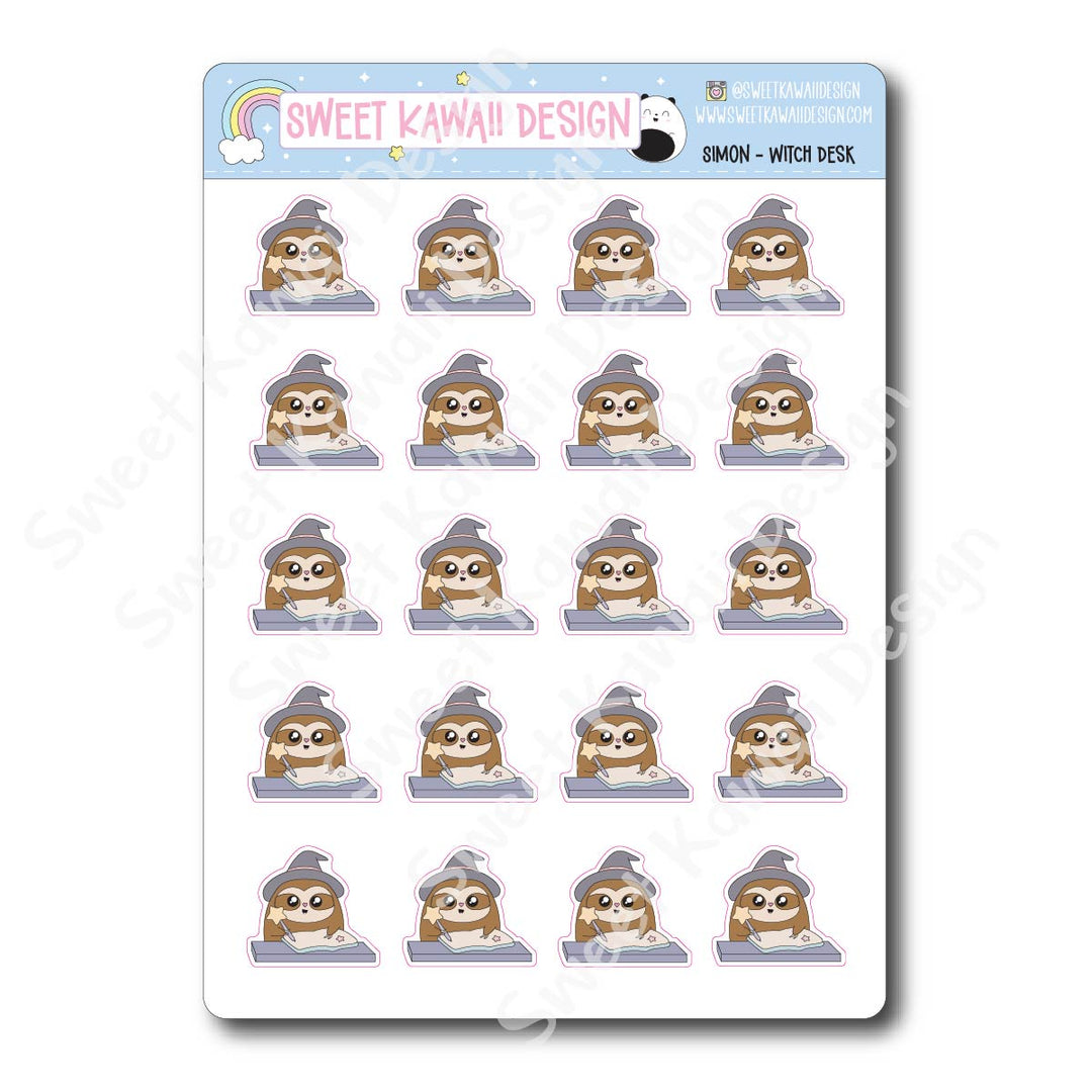 Kawaii Simon Stickers - Witch Desk