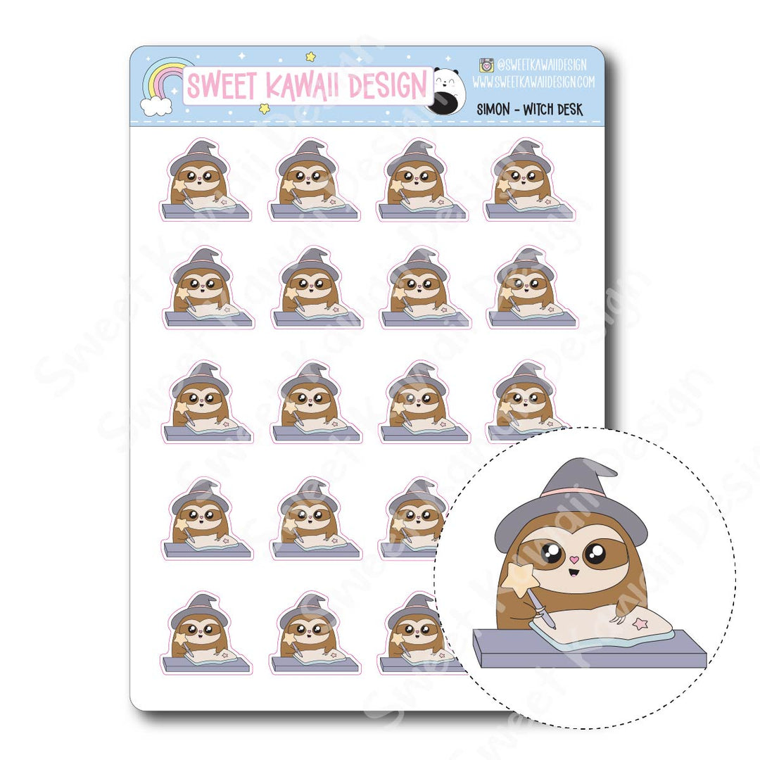 Kawaii Simon Stickers - Witch Desk