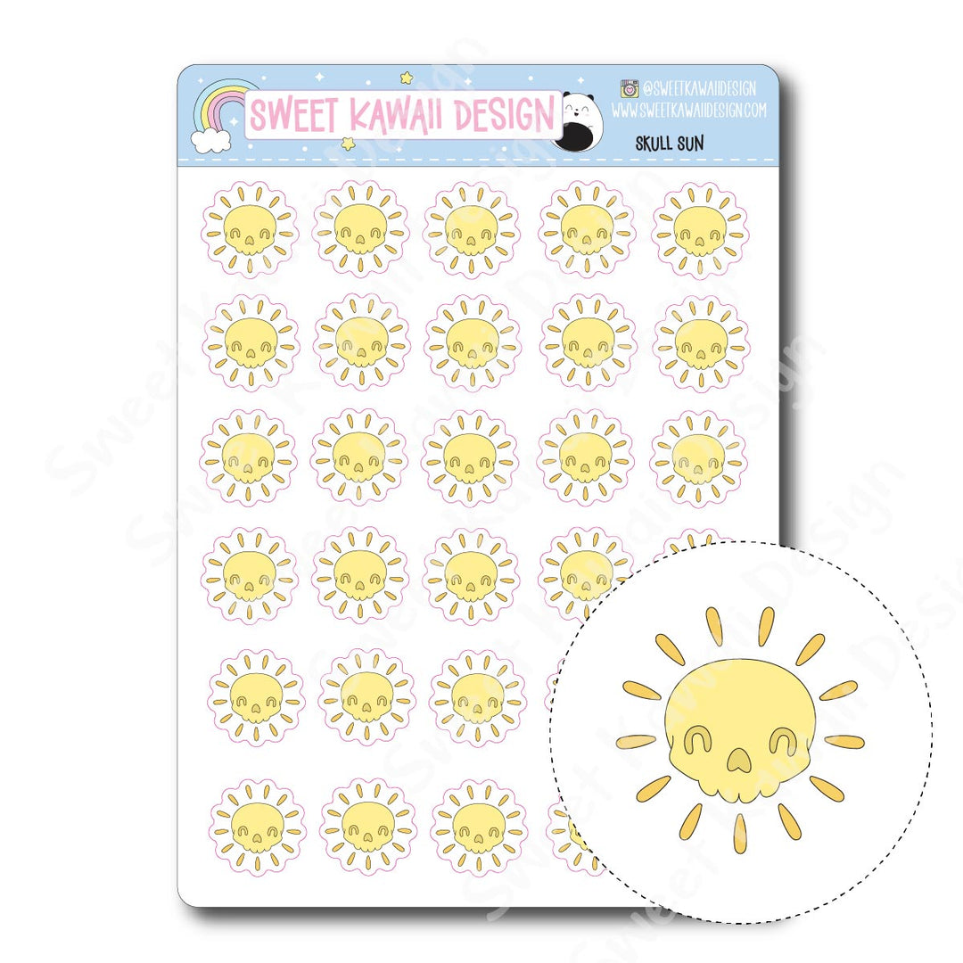 Kawaii Skull Sun Stickers