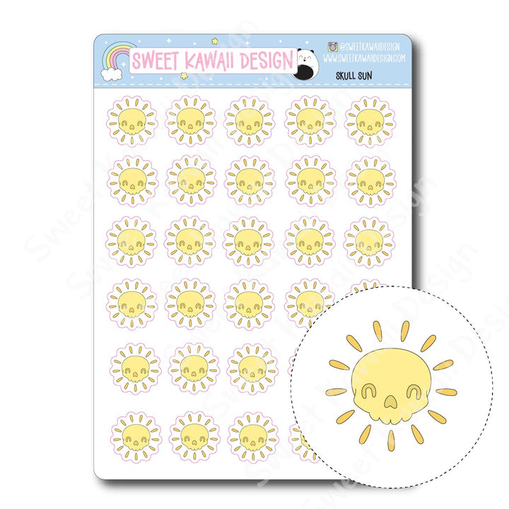 Kawaii Skull Sun Stickers