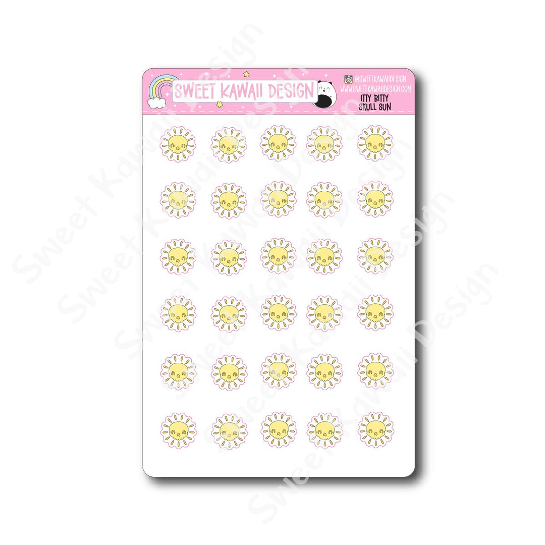Kawaii Skull Sun Stickers