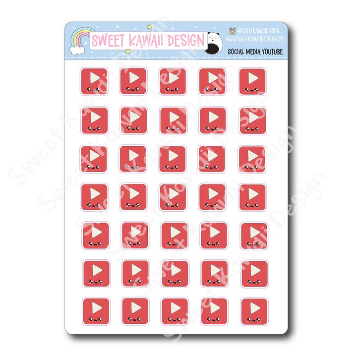 Kawaii Social Media Stickers - OPTIONS AVAILABLE