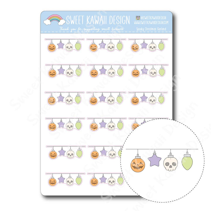 Kawaii Spooky Christmas Garland Stickers
