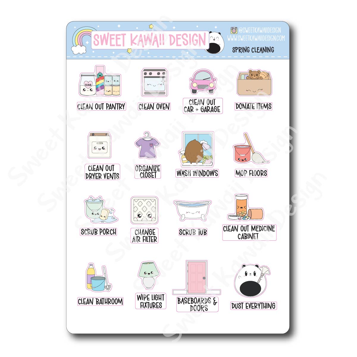 Kawaii Spring Cleaning Stickers