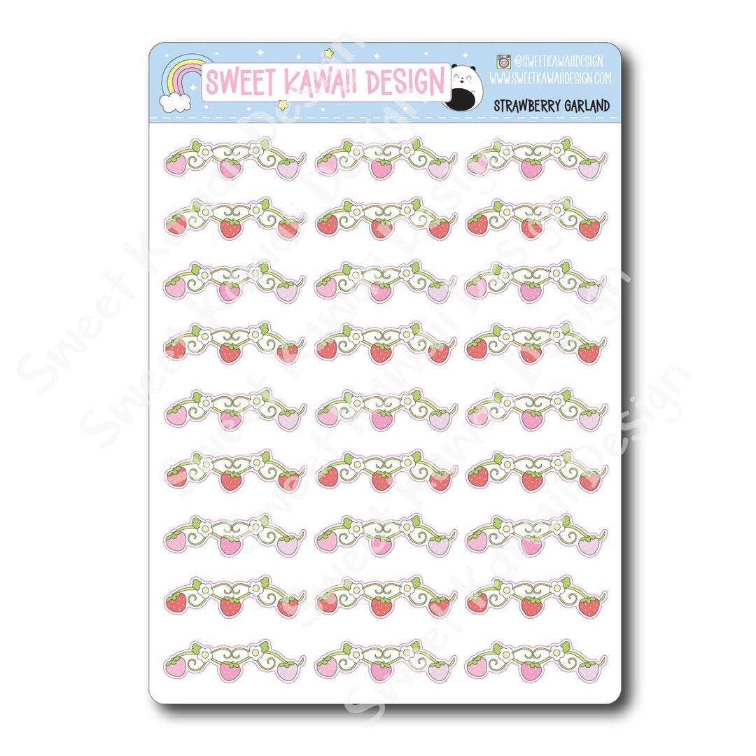 Kawaii Strawberry Garland Stickers