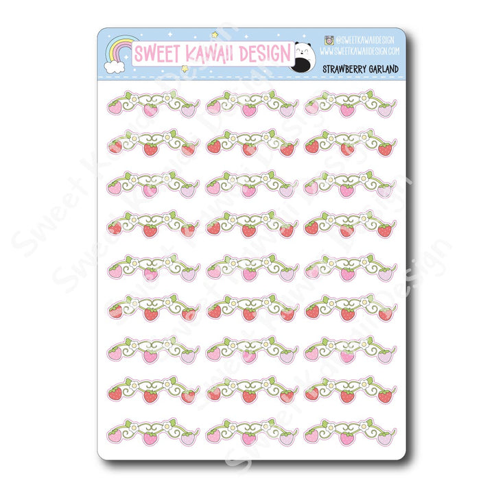 Kawaii Strawberry Garland Stickers