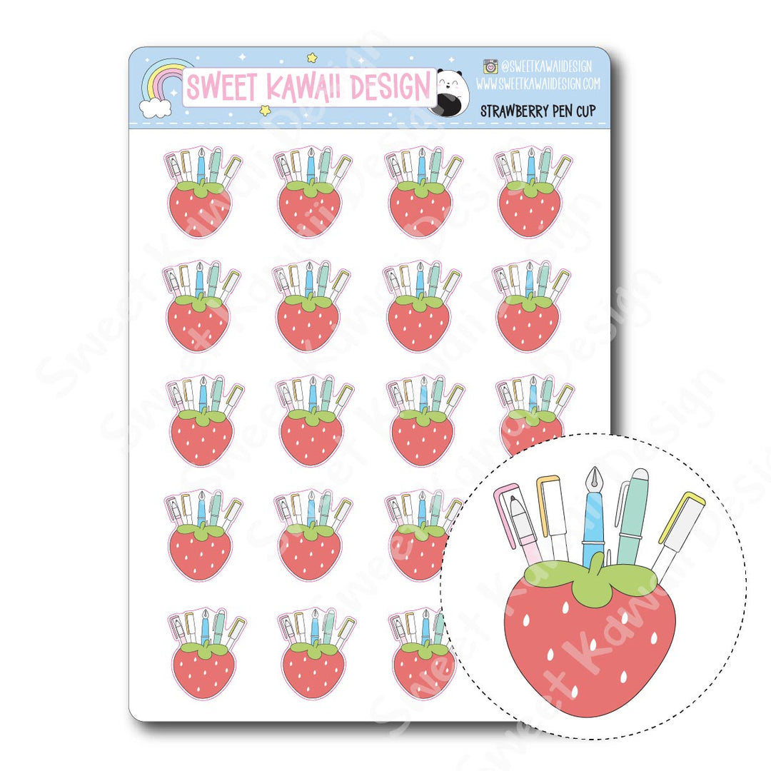 Kawaii Strawberry Pen Cup Stickers