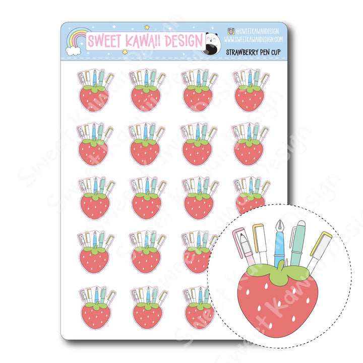 Kawaii Strawberry Pen Cup Stickers