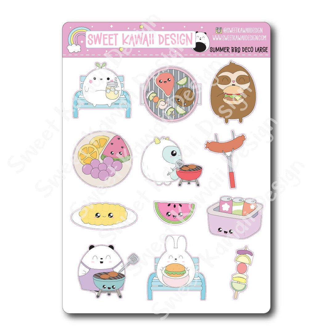 Kawaii Summer BBQ Deco (LARGE) Stickers