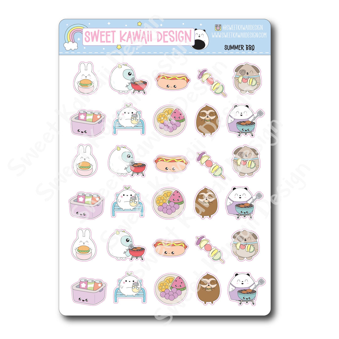 Kawaii Summer BBQ Stickers